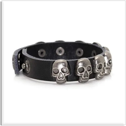 Miniatura 5 de Xusamss Pulsera de cuero con hebilla de aleación punk rock, muñeca de 7.5 pulgadas