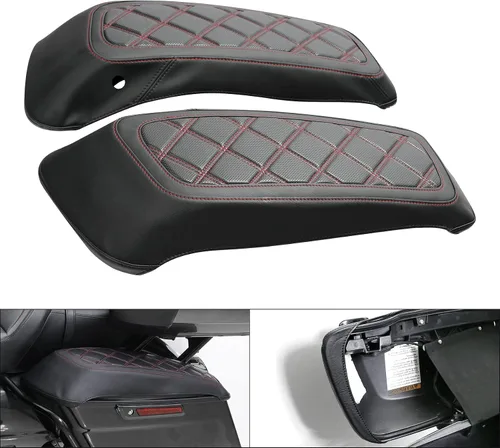 Miniatura 11 de Fundas para tapa de alforja de motocicleta, con costuras de diamante azul, para Harley Touring Modelos Road King Street Glide Road Glide Electra