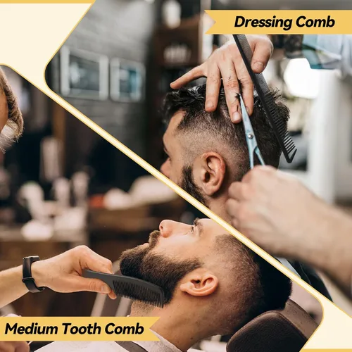 Miniatura 4 de Juego de 4 peines profesionales para mujeres y hombres, cola de rata de diente ancho, peines de pelo de dientes finos, corte trenzado, peluquero