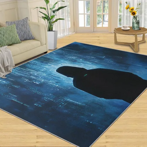Miniatura 3 de Cyberpunk - Alfombras para dormitorio, alfombra de área Cyberpunk Hacker, alfombras futuristas para sala de estar, alfombra antideslizante