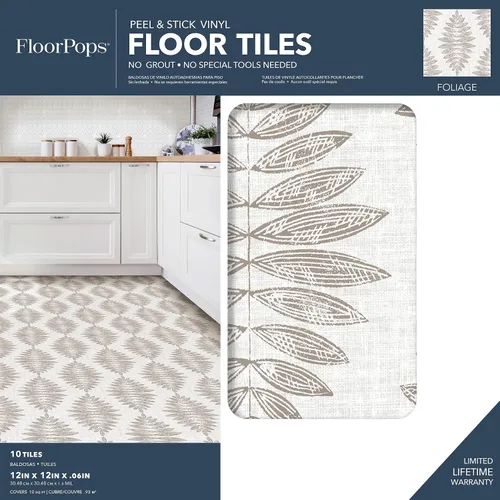 Miniatura 9 de FloorPops FP3298 Foliage Peel & Stick - Azulejos de suelo adhesivos, neutro