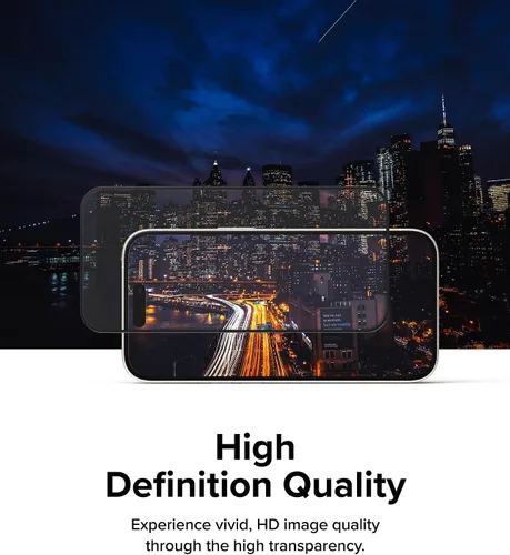 Miniatura 3 de Ringke Vidrio de cubierta completa [súper fácil de instalar] compatible con iPhone 15, compatible con fundas, inastillable, dureza 9H, vidrio