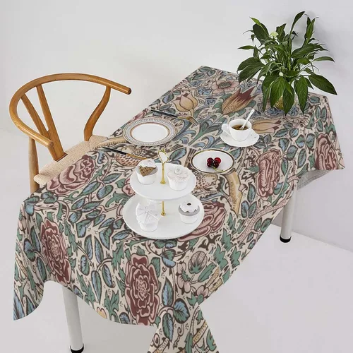 Miniatura 63 de Mantel de Mesa William Morris, Diseño Original William Morris Rústico de Granja Familiar con Estampado Étnico Mínimo para Decoración de Fiesta
