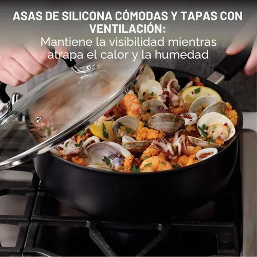 Miniatura 5 de T-Fal Ultimate - Sartén antiadherente de aluminio anodizado duro con tapa de 12 pulgadas, apta para horno y parrilla 400°F, tapa segura 350°F