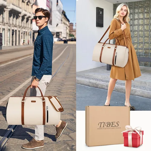 Miniatura 7 de Bolsa de lona convertible para ropa de viaje, de mano, con bolsa de aseo personal, bolsa grande de fin de semana para hombres y mujeres, 2 en 1