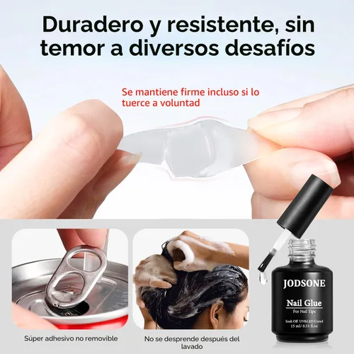 Miniatura 5 de JODSONE Gel de pegamento de uñas 4 en 1 de 0.5 onzas líquidas para puntas de uñas, pegamento de extensión de larga duración para puntas de uñas