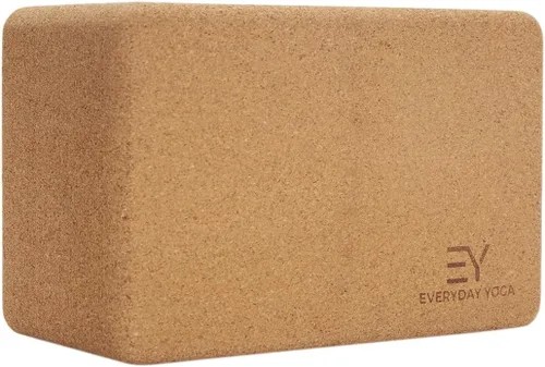 Everyday Yoga Bloque de yoga de madera de corcho de alta densidad, mejora la fuerza, flexibilidad con soporte de mano de entrenamiento de ladrillo 5