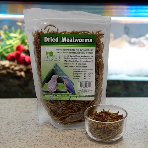 Miniatura 7 de Songbird Essentials Gusanos de harina secos para aves silvestres, gusanos de harina 100% naturales para pollos, pájaros azules, reptiles y patos