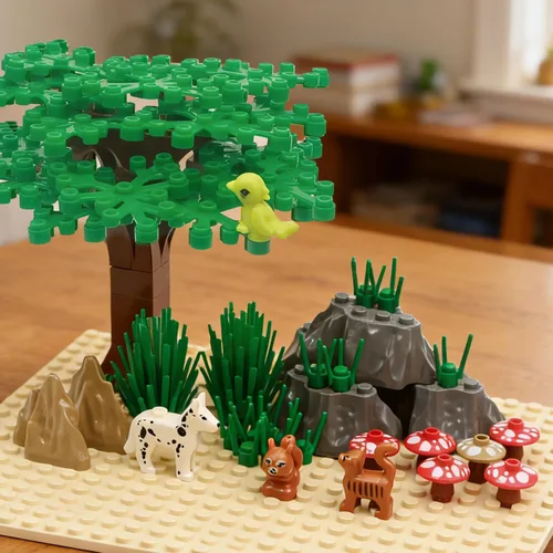 Miniatura 4 de BroTex Plantas Accesorios de Árbol Selva – Partes Botánicas Ladrillos Flor Hoja Bosque Flor Plantas Piezas Juego de Bloques de Construcción