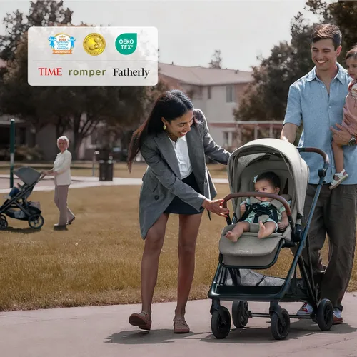 Miniatura 9 de MAMAZING Air Lux - Cochecito de bebé, marco de fibra de carbono de solo 15.8 libras, cochecito plegable compacto para niños pequeños con asiento Gris