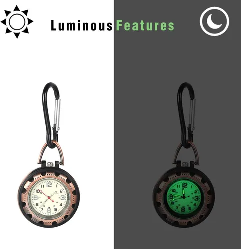 Miniatura 5 de Lancardo Clip On Quartz Watch for Men and Women Glow in The Dark Backpack Buckle Belt Fob Watch for Doctors Nurses Chefs Hiking or Climbing