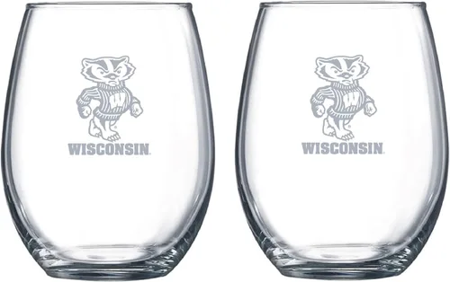 Miniatura 50 de RFSJ Juego de 2 copas de vino o bebidas con logotipo de Satin Frost (Harvard)