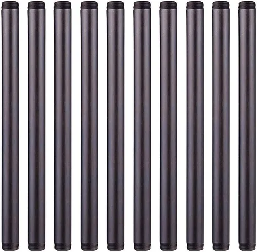 Miniatura 10 de Accesorios de pezones de acero maleable negro de 1 x 30 pulgadas, pezones de tubo roscados de 1 pulgada, estilo vintage industrial Steampunk DIY