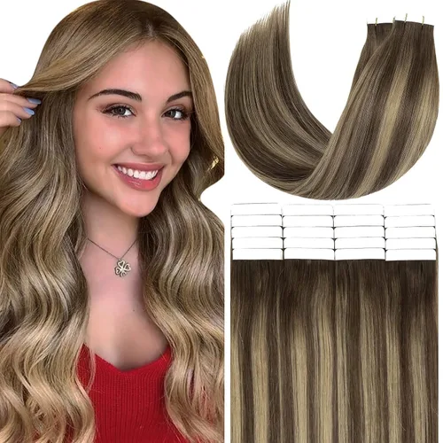 Miniatura 42 de Anrosa Extensiones de cabello humano real de 20 pulgadas, extensiones de cabello humano lacio de doble cara, color negro azabache, 1.76 oz, 20