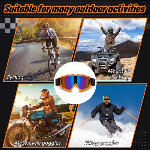 Miniatura 7 de Tallew 4 piezas de gafas para motocicleta, moto de cross y ATV para hombres y mujeres, ajustables, resistentes al viento y 4 piezas de cubierta