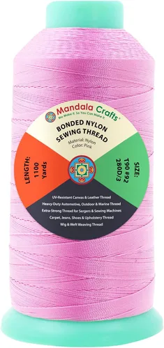 Miniatura 245 de Mandala Crafts - Hilo de nailon para coser cuero, tapicería, mezclilla y para trenzar el pelo; resistente, 1500 yardas, tamaño 69 T70 Marrón