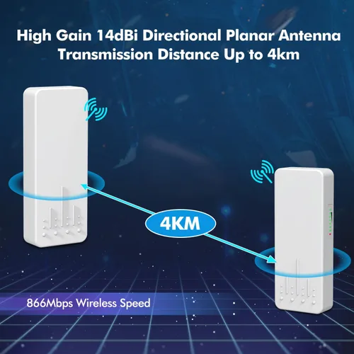 Miniatura 2 de Puente inalámbrico para exteriores, NICGIGA 5.8G 4KM, transmisión WiFi punto a punto, router de puente Ethernet inalámbrico, con 2 puertos LAN