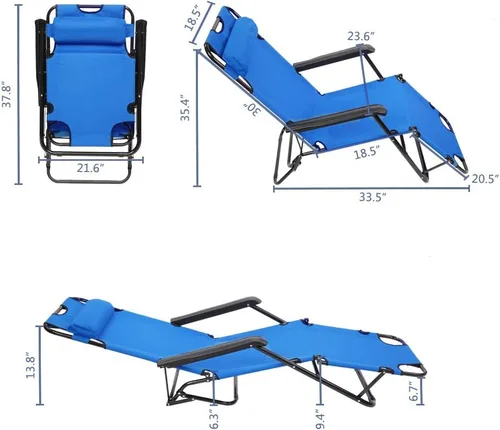 Miniatura 2 de Tumbona plegable para exteriores, tumbona para patio, silla de playa reclinable, silla reclinable para el patio, piscina, césped, silla reclinable