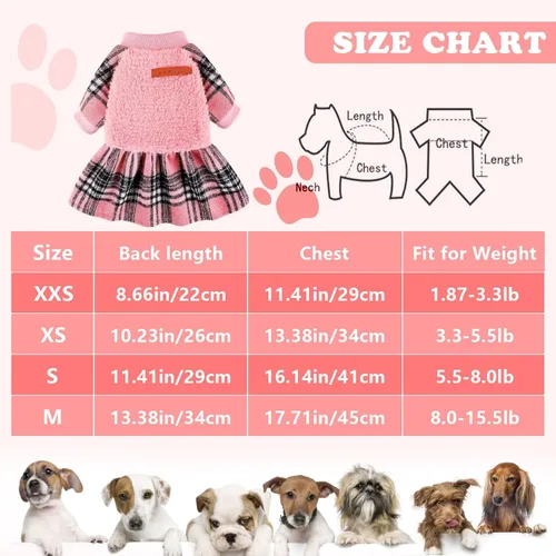 Miniatura 2 de Suéter para perro, ropa de invierno para perros pequeños, niño y niña, vestido de otoño para perrito, forro polar cálido, chihuahua, Yorkie, Tartán