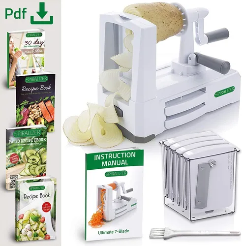 Miniatura 3 de Cortador de verduras de 5 cuchillas Spiralizer, el más fuerte y resistente, ideal para hacer pastas y espaguetis de verduras para comidas bajas