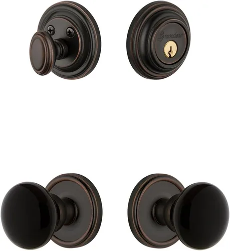 Miniatura 3 de Grandeur Hardware 853368 Georgetown Roseta con perilla Coventry y cerrojo a juego, tamaño del respaldo: 2.375 pulgadas, peltre antiguo