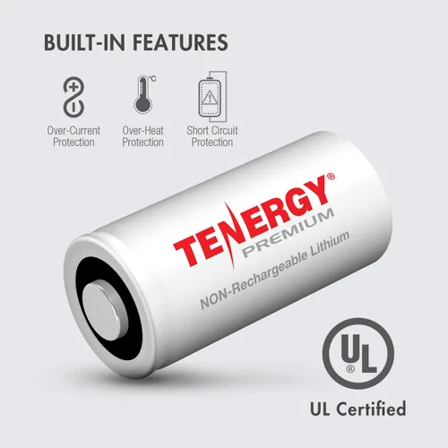 Miniatura 7 de Tenergy Paquete de 12 baterías de litio CR123A de 3 V no recargables, 1600 mAh para cámaras Arlo, baterías de litio fotográficas, cámaras