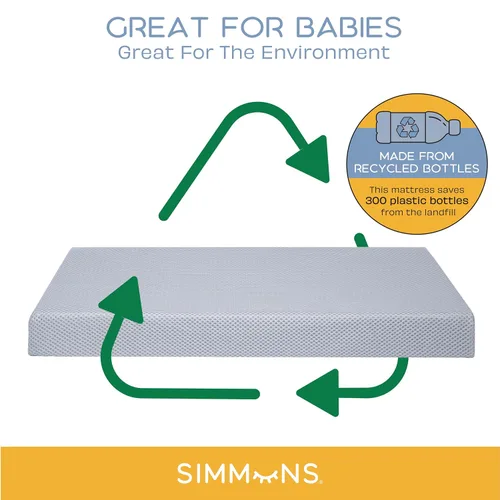 Miniatura 5 de Simmons - Colchón transpirable para cuna y colchón infantil con funda extraíble y lavable a máquina, GREENGUARD Gold - Impermeable - Núcleo de fibra