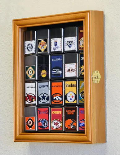 Miniatura 3 de 20 Zippo Lighter Display Case Cabinet Holder Wall Rack Box - Lockable Roble