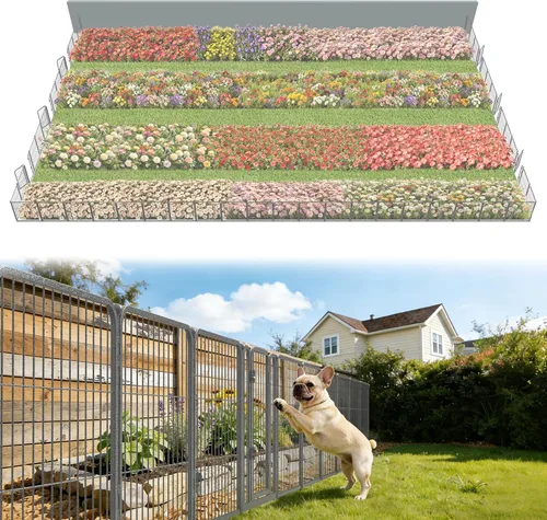 Miniatura 62 de FXW - Valla de jardín metálica y resistente para exteriores, barrera para perros y conejos, fácil instalación, negro, 24 pulgadas de alto x 29.6