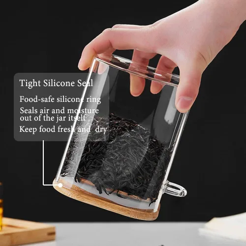 Miniatura 6 de Yalucky Tarros de especias, recipientes de avena durante la noche con tapa hermética y cuchara, juego de recipientes decorativos de cocina