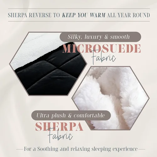 Miniatura 5 de Elegant Comfort Juego de edredón Olivia Stripe Sherpa de 3 piezas, edredón súper suave con patrón de rayas y respaldo de sherpa, peso texturizado