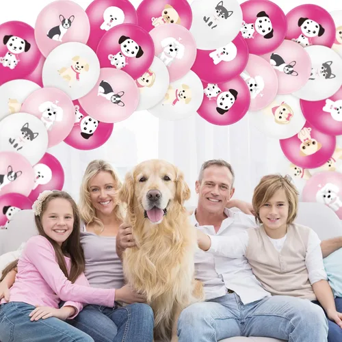 Miniatura 6 de Threan 36 globos para cachorros, globos para perros de 12 pulgadas, decoraciones de cumpleaños, suministros de fiesta temática de perros