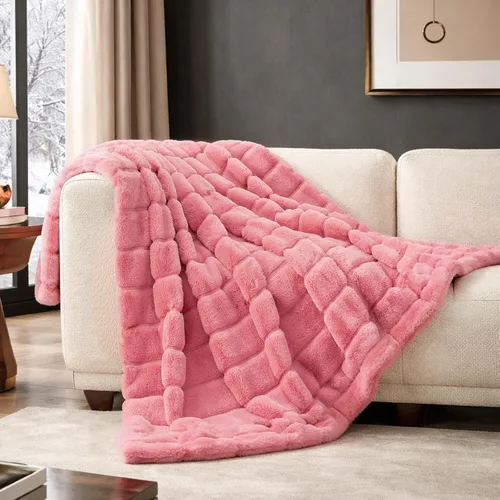 Miniatura 13 de Cozy Bliss - Manta decorativa de piel sintética, de jacquard, mullida, afelpada, suave, gruesa y de verano, para sofá, sala de estar y dormitorio