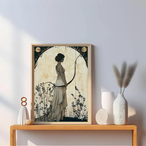 Miniatura 2 de BIGAOYS Lienzo de mitología griega vintage de caza, diosa Artemisa, arte de pared, diosa femenina, arte de pared, caza, diosa, hogar, dormitorio