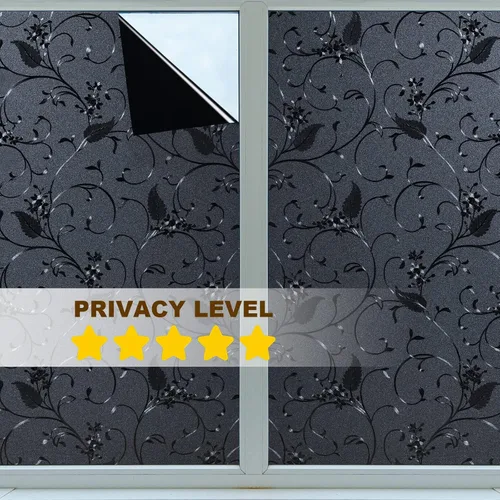 Miniatura 6 de Niviy Película de Privacidad para Ventana Película de Vidrio Esmerilado Película de Ventana sin Pegamento Cubierta para Puerta de Ventana para Negro