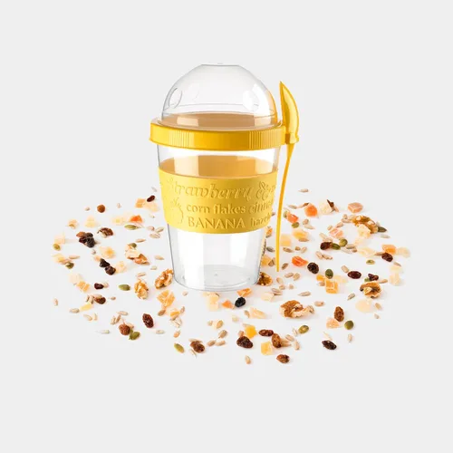 Miniatura 4 de Breakfast On the Go - Tazas de yogur para llevar y llevar con cobertura de cereales o avena, recipiente portátil de cereales de yogur Lux
