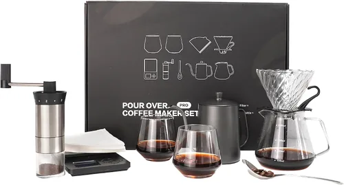 Miniatura 8 de Kit de Café SuperCook para Verter con Hervidor, Molinillo Eléctrico, Kit de Café para Acampar y Viajes, Ideal para Regalo de Cumpleaños o Aniversario