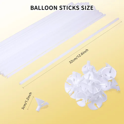 Miniatura 4 de Pllieay 100 soportes para palos de globos blancos con tazas para bodas, fiestas y decoración