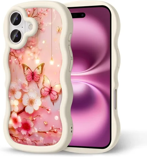 Miniatura 13 de Compatible con iPhone SE/8/7 Funda para Mujeres y Niñas, Marco Ondulado Rizado con Patrón Lindo, Estética Delgada Suave Silicona TPU Parachoques