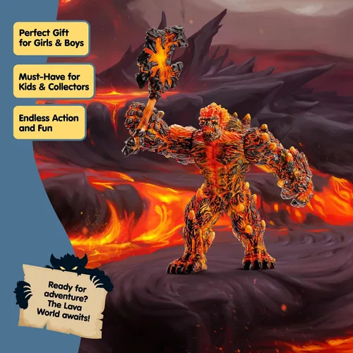Miniatura 2 de Schleich Eldrador Creatures - Figurina de monstruo de lava con hacha de batalla para jugar - Figura de acción de golem de fuego gigante posable