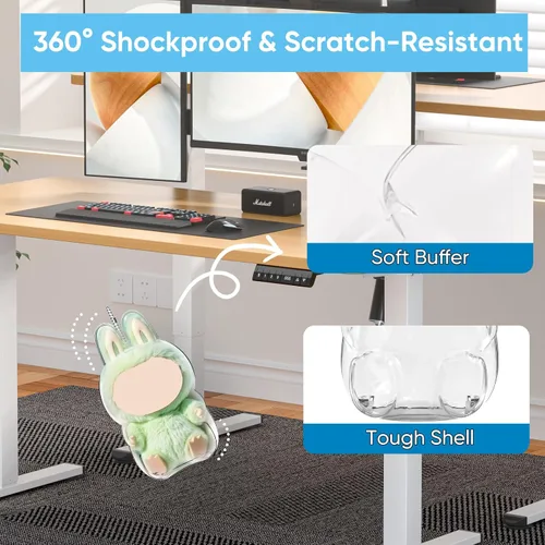 Miniatura 6 de Funda protectora para figura sentada Labubu – Caja de almacenamiento portátil de PVC transparente con llavero, resistente al polvo y a los arañazos