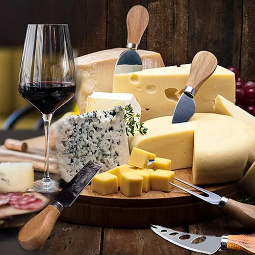 Miniatura 3 de Cuchillos de queso con cortador de queso, tenedor de queso, cuchillo para untar queso para tablas de embutidos y cubiertos, juego de 6 cuchillos