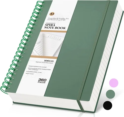 Miniatura 13 de MUAHLIUB Cuaderno de espiral rayado universitario, 360 páginas rayadas gruesas para mujeres y hombres, cuadernos grandes B5 con papel de 100GSM