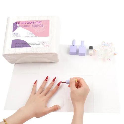 Miniatura 9 de 125 manteles desechables para arte de uñas, impermeables, con puntas de uñas, toallas de mesa de 3 capas para acrílico, tapete de arte de uñas, hoja