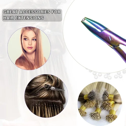 Miniatura 6 de 500 cuentas de extensión de cabello con micro anillo con forro de nano silicona para extensiones de cabello humano con punta nano de Negro