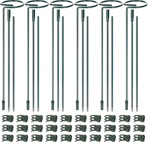 Mwellewm Juego de 6 estacas para plantas de 12/25/36 pulgadas, estacas de soporte ajustables altas para interiores y exteriores, poste de tallo de