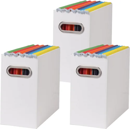 Miniatura 15 de Caja organizadora de archivos plegable con asa, 12.20 x 5.11 x 9.84 pulgadas, organizador de archivos para el hogar u oficina, pequeña caja de Negro