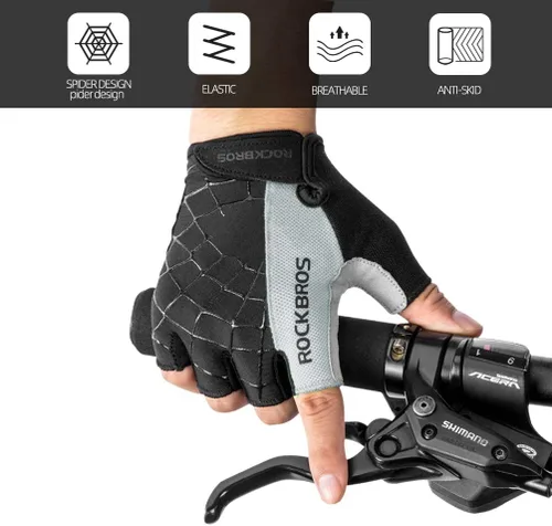 Miniatura 7 de ROCKBROS Guantes de ciclismo para hombre, guantes de bicicleta de montaña, guantes de bicicleta SBR Pad antideslizante guantes de conducción