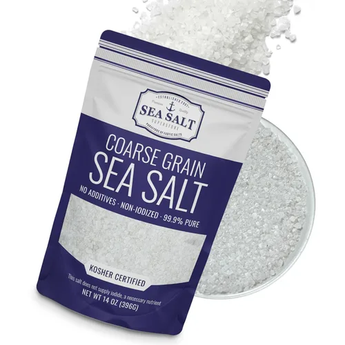 Sea Salt Superstore Sal marina gruesa para recambio de molinillo, grano grueso kosher, sal baja sin refinar no yodada para cocinar, rica en