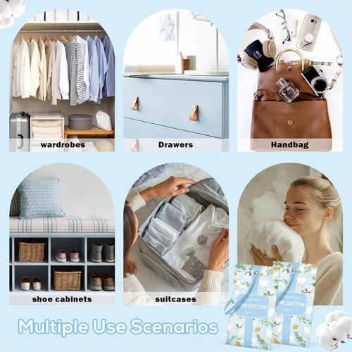 Miniatura 6 de SCENTORINI Sobres perfumados para cajones y armarios, aroma de algodón puro, paquete de 14 bolsitas de larga duración, ambientador de armario
